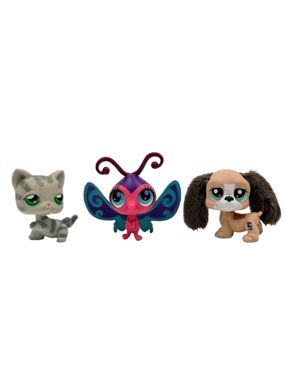 Littlest Pet Shop LPS Lot Of 3 Basset Hound Dog Puppy Brown Fuzzy Ears Read